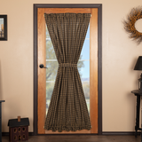 Black Check Door Panel Curtain-Lange General Store