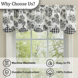 Black Check Geranium Layered Valance-Lange General Store