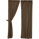 Black Check Panel Curtains-Lange General Store