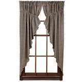 Black Check Prairie Curtains-Lange General Store