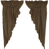 Black Check Prairie Curtains-Lange General Store