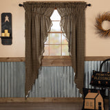 Black Check Prairie Long Panel Curtains-Lange General Store