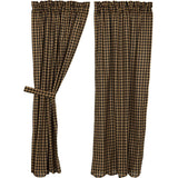 Black Check Short Panel Curtains-Lange General Store