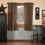 Black Check Short Panel Curtains-Lange General Store