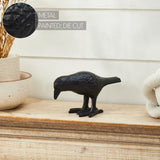 Black Metal Crow Statue Decorative Raven Figurine-Lange General Store