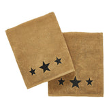 Black Stars Tan Towels & Washcloths-Lange General Store