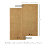 Black Stars Tan Towels & Washcloths-Lange General Store