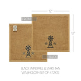 Black Windmill & Stars Towels & Washcloths-Lange General Store