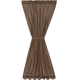 Black Check Door Panel Curtain-Lange General Store