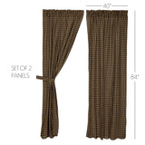 Black Check Panel Curtains-Lange General Store