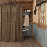 Black Check Scalloped Shower Curtain-Lange General Store
