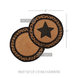 Blackstone Farm Star Braided Trivet 8" Set of 3