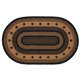 Blackstone Farm Star braided oval rug in black and tan jute — flat lay product shot showing full perimeter star border, alternate size view
