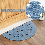 Blended Blue Indoor/Outdoor Braided Half Circle Rug-Lange General Store