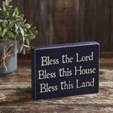 Bless The Lord Blue Wooden Sign-Lange General Store