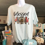 Blessed Mom Ash Blue T-Shirt-Lange General Store