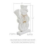 Blizzard Bliss Distressed White Wooden Snowman