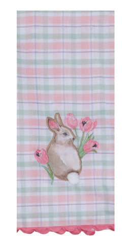 Blooming Bunnies Applique Tea Towel-Lange General Store