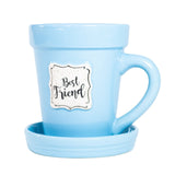 Blue Flower Pot Mug - Best Friend-Lange General Store