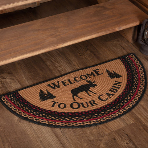 Cumberland Moose Welcome To Our Cabin Braided Half Circle Rug-Lange General Store