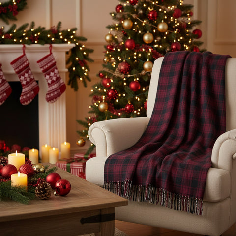 Boone Trace Red Black Plaid Throw-Lange General Store