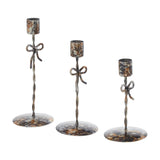 Bow Candlestick Holders Burnished Metal Set of 3-Lange General Store