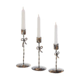 Bow Candlestick Holders Burnished Metal Set of 3-Lange General Store