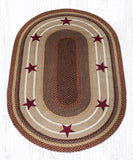 Bradford Burgundy Star Oval Braided Rugs-Lange General Store