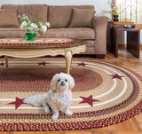 Bradford Burgundy Star Oval Braided Rugs-Lange General Store