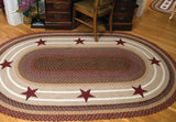 Bradford Burgundy Star Oval Braided Rugs-Lange General Store