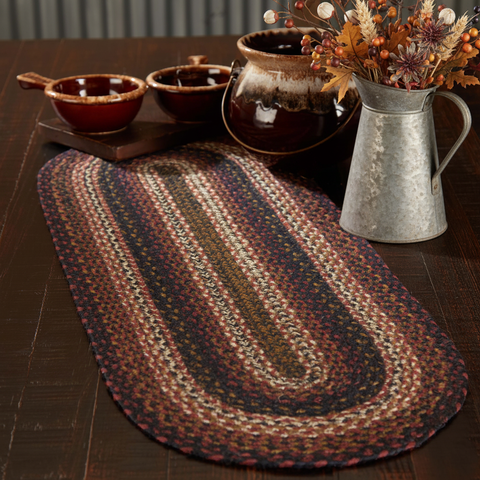 Brick Raven Braided Table Runner with fall florals