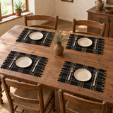 Bridgeton Black Chindi Placemats Set of 4 on a rustic dining table
