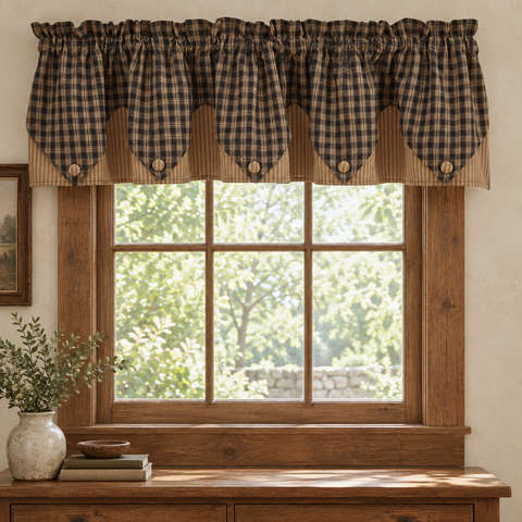 Bridgeton Black Point Valance in a rustic home setting