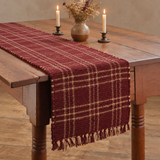 Bridgeton Wine Chindi Table Runner with candles and florals safely placed on the table