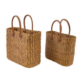 Brinkley Rattan Leather Handle Totes Set of 2