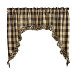 Buffalo Black and Tan Check Ruffled Swags-Lange General Store