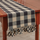 Buffalo Black and Tan Check Ruffled Table Runner-Lange General Store