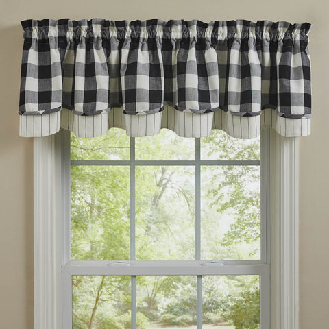 Wicklow Black Buffalo Check Layered Valance-Lange General Store