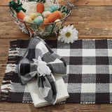 Wicklow Black and White Yarn Check Placemats-Lange General Store