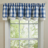 Wicklow Blue Buffalo Check Layered Valance-Lange General Store