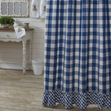 Buffalo Blue Check Ruffled Shower Curtain-Lange General Store