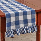 Buffalo Blue Check Ruffled Table Runner-Lange General Store