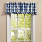 Buffalo Blue Check Ruffled Valance-Lange General Store