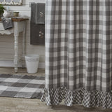 Buffalo Grey Check Ruffled Shower Curtain-Lange General Store