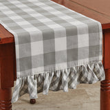 Buffalo Grey Check Ruffled Table Runner-Lange General Store