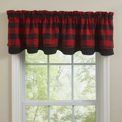 Wicklow Red and Black Buffalo Check Layered Valance-Lange General Store