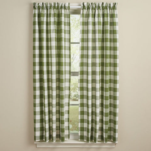 Wicklow Sage Check Short Panel Curtains-Lange General Store