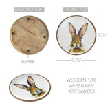 Bunny Hop Enamel Wooden Plate White w/ Bunny-Lange General Store