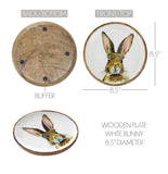 Bunny Hop Enamel Wooden Plate White w/ Bunny-Lange General Store