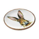 Bunny Hop Enamel Wooden Plate White w/ Bunny-Lange General Store